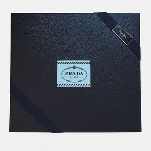 PRADA Textured Box with Elastic Ribbon and Silver Logo￨(Size 12" x 10" x 4")